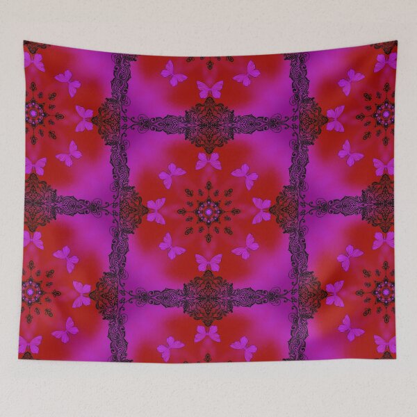 Aperçu de l'œuvre Papillons rouges et magenta avec dentelle créée et vendue par AmandaGoulart.