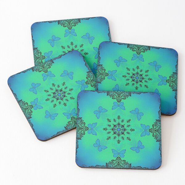 Aperçu de l'œuvre Mandala papillon turquoise et bleu créée et vendue par AmandaGoulart.