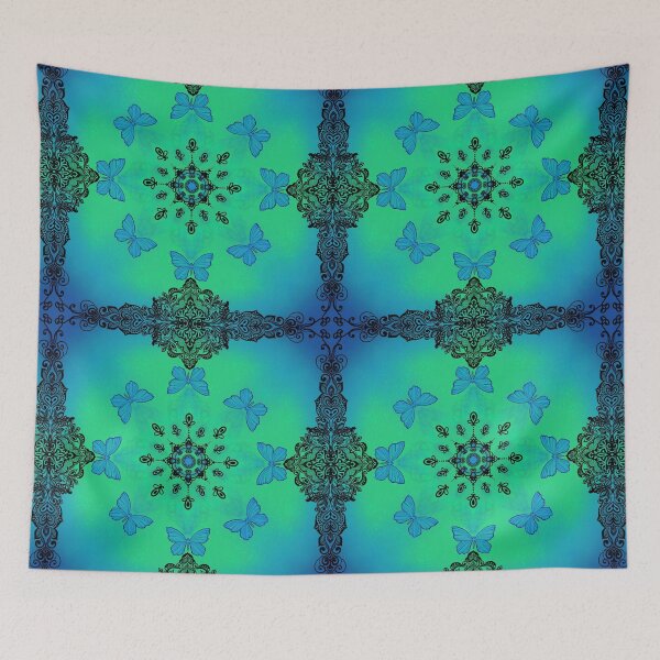 Aperçu de l'œuvre Mandala papillon turquoise et bleu créée et vendue par AmandaGoulart.