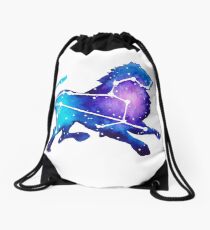 Leo Zodiac Constellation Watercolor Painting Drawstring Bag