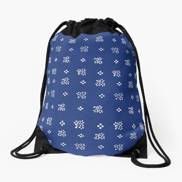 Historic vintage scatter flowers modern dark blue Drawstring Bag