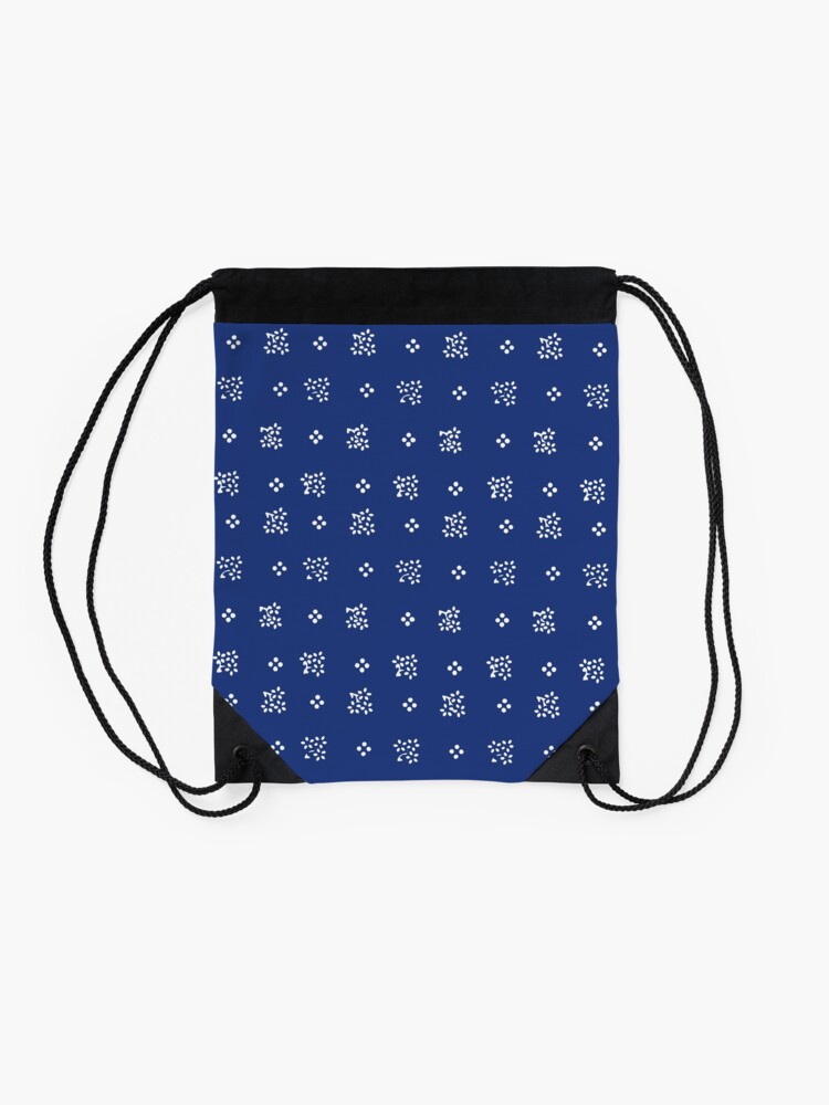 Alternate view of Historic vintage scatter flowers modern dark blue Drawstring Bag