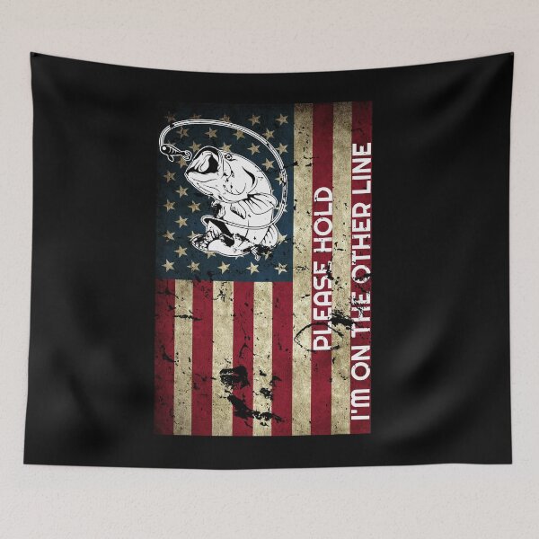 Item preview, Funny Vintage USA FLAG Please Hold I'm On The Other Line Fishing Lover Design designed and sold by SurgicalDesign.