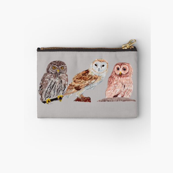 Item preview, Trio of Owls gray background designed and sold by Zamen.