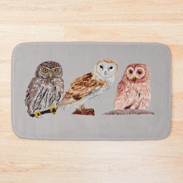 Item preview, Trio of Owls gray background designed and sold by Zamen.