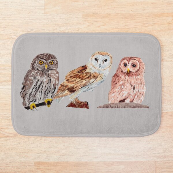 Item preview, Trio of Owls gray background designed and sold by Zamen.