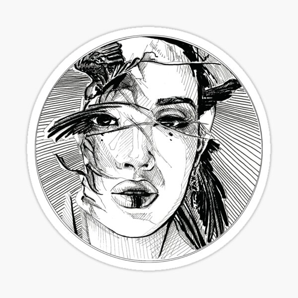 Asian woman fantasy drawing - ZANG ZI Sticker