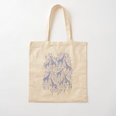 Blue Giraffe Pattern Cotton Tote Bag