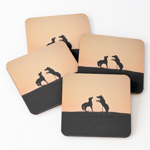 Item preview, Icelandic horses playing in the midnight sun designed and sold by elisainiceland.