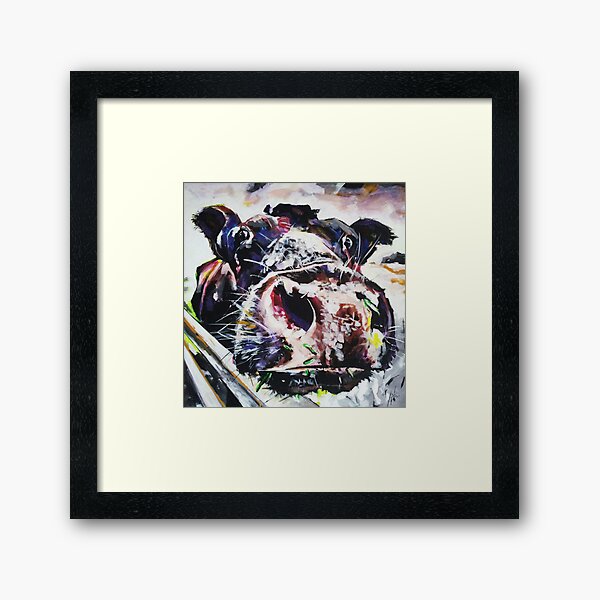 Nosy Cow painting - big cow nose - snout - CAN I BE YOUR PET? Framed Art Print