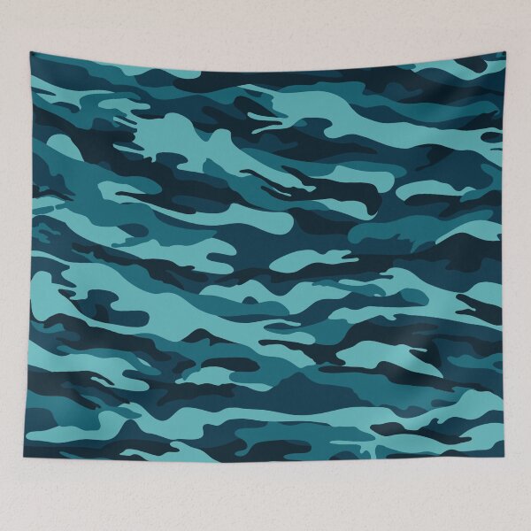 Item preview, Army Military Camouflage Navy Blue Turquoise Pattern Men Women designed and sold by emma60.