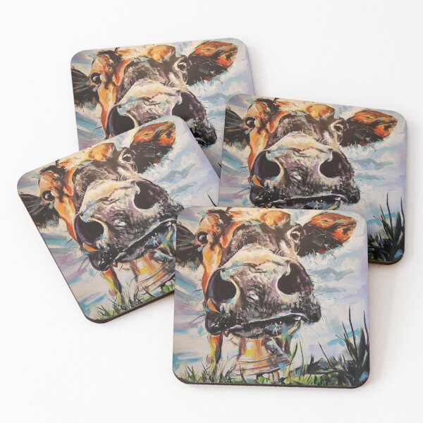 Item preview, COW LUCY - cow close up, cow head painting, cow & cowbell, cow snout designed and sold by ARTbubble.