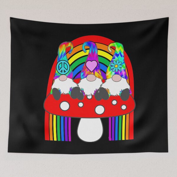 Item preview, 3 Hippie Gnomes Tie Dye Hat Retro Peace Groovy rainbow, mushroom designed and sold by funnytshirtemp.