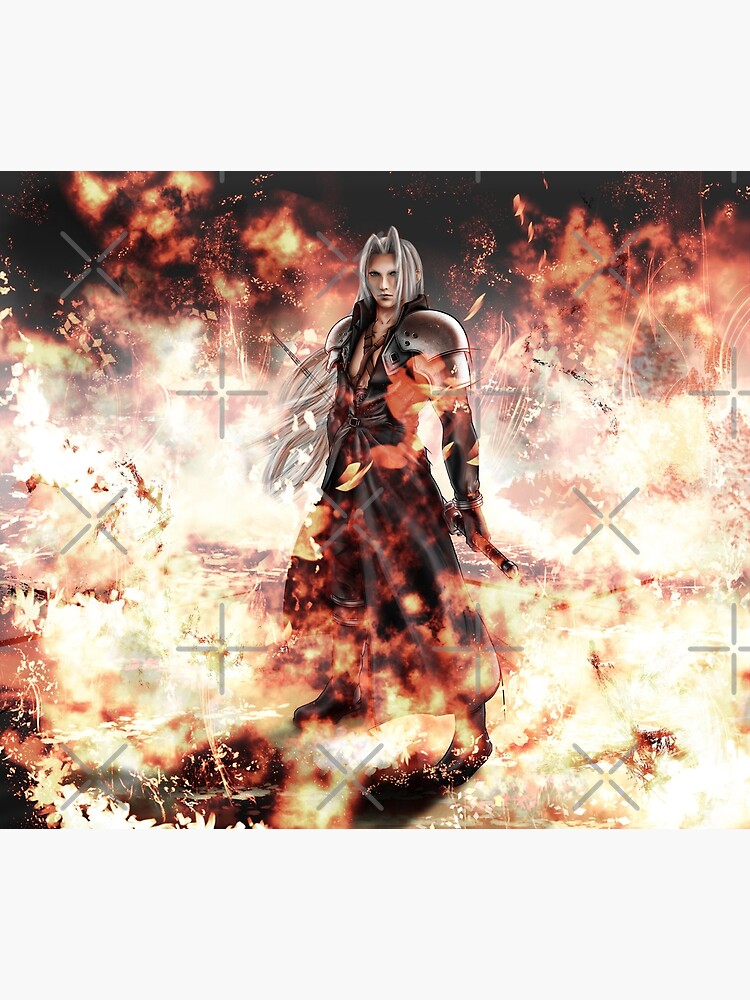 Discover NIbelheim accident, Sephiroth in Flames Premium Matte Vertical Poster