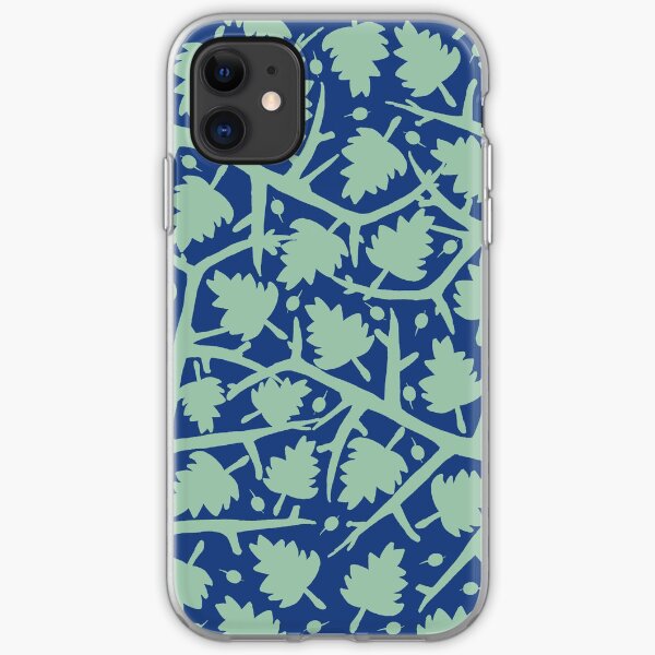 Hawthorn Tree pattern blue/mint iPhone Soft Case
