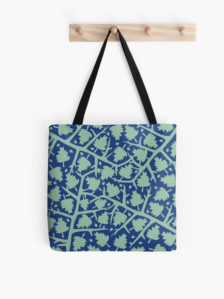 Thumbnail 1 of 2, Tote Bag, Hawthorn Tree pattern blue/mint designed and sold by GillianAdams.