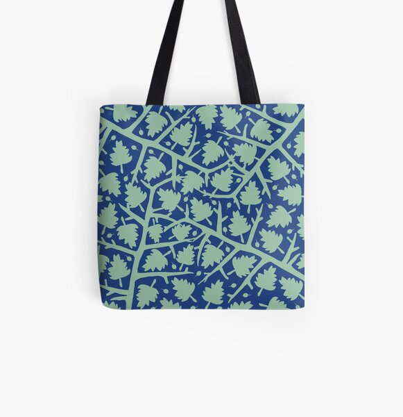 Hawthorn Tree pattern blue/mint All Over Print Tote Bag