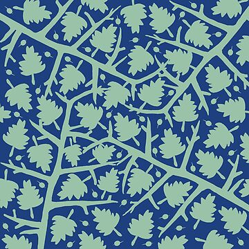 Artwork thumbnail, Hawthorn Tree pattern blue/mint by GillianAdams
