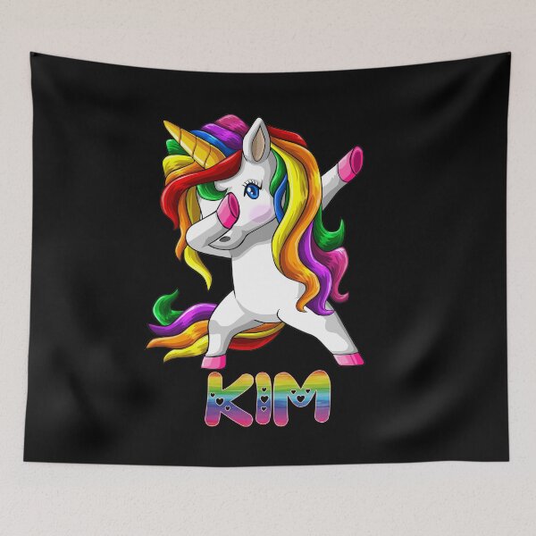 Artikelvorschau, Kim Name Rainbow Text - Kim Dabbing Unicorn Gift For Kim entworfen und verkauft von MariaLeona.