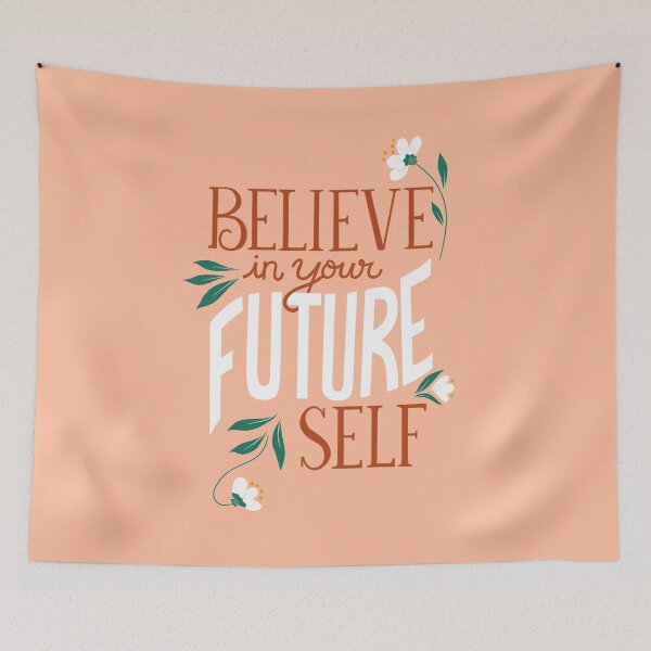Item preview, Believe in Your Future Self on Coral Pink designed and sold by latheandquill.