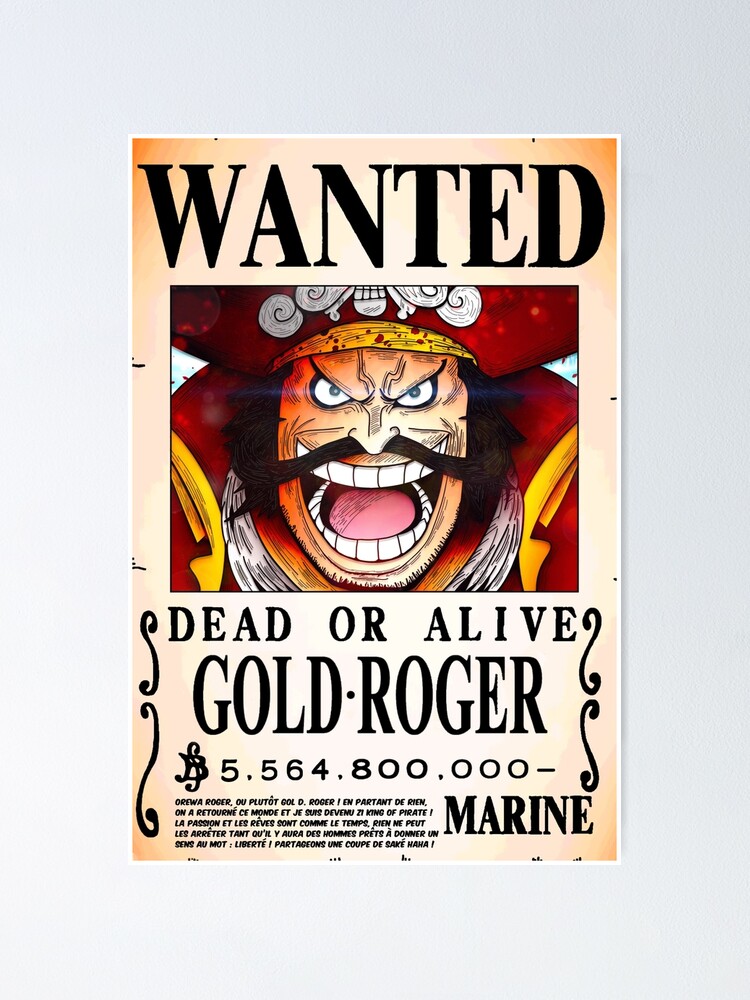 Gold Roger One Piece Wanted Poster Poster for Sale by One Piece