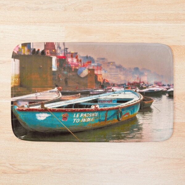 Item preview, Varanasi, boats on the ghat, Le Passage to India designed and sold by dombhai.
