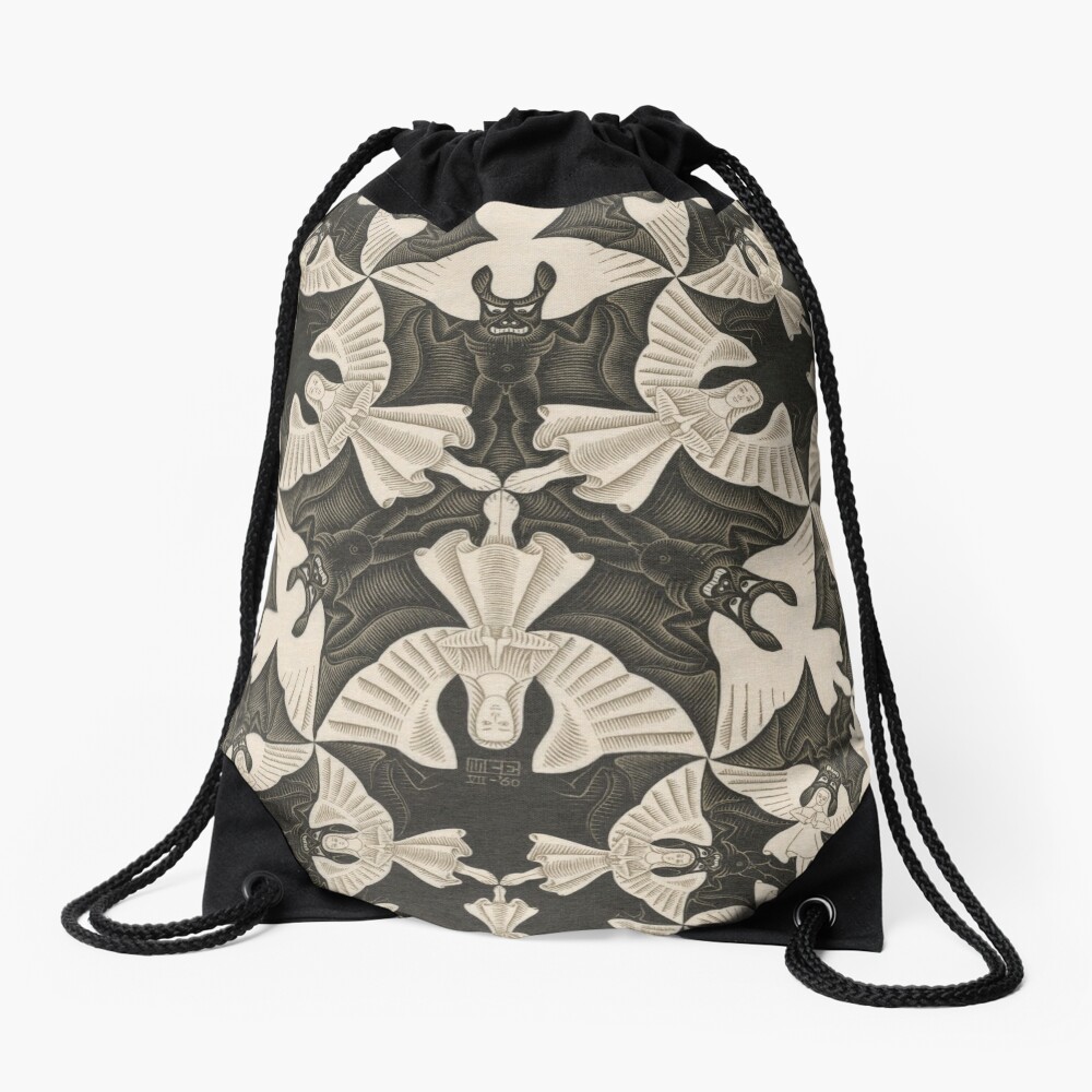 Escher - Circle limit IV (heaven and hell) Drawstring Bag