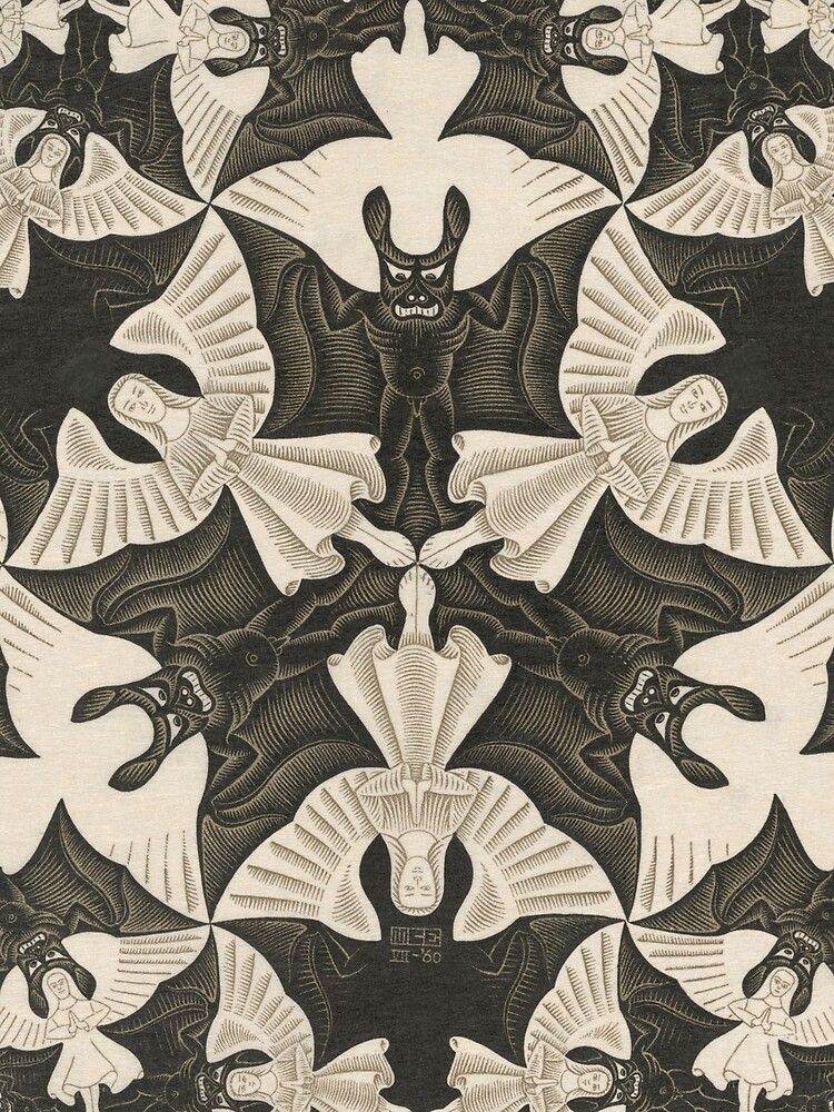 Escher - Circle limit IV (heaven and hell) by billythekidtees