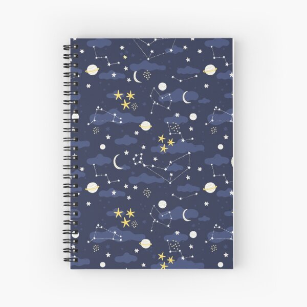 Galaxy - cosmos, moon and stars. Astronomy pattern. Cute cartoon universe design. Spiral Notebook