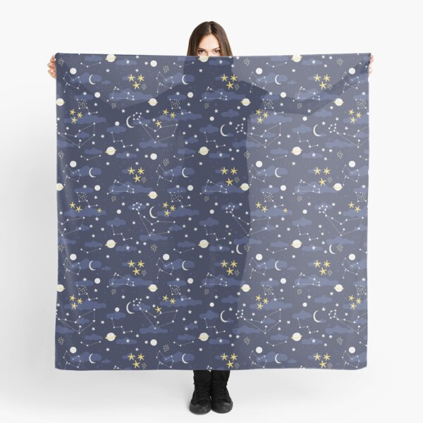 Galaxy - cosmos, moon and stars. Astronomy pattern. Cute cartoon universe design. Scarf