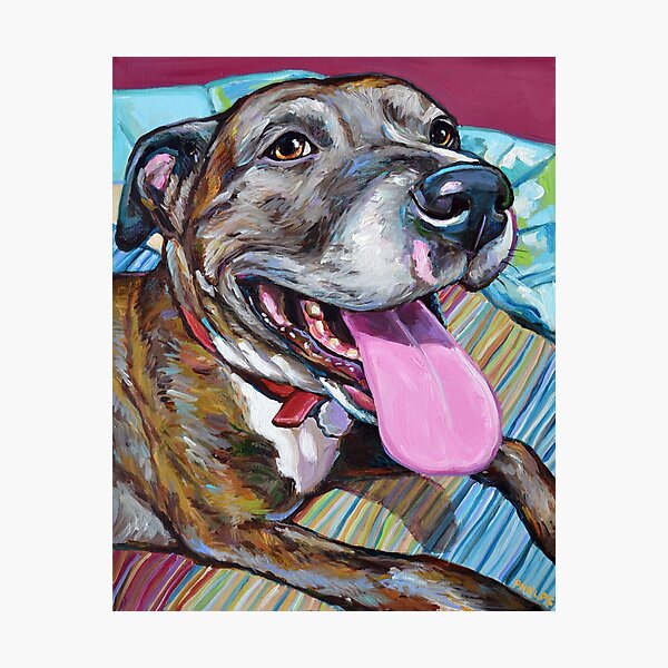 Item preview, Fawn Brindle Pitbull Mix Rescue Dog designed and sold by RobertPhelpsArt.