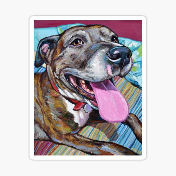 Item preview, Fawn Brindle Pitbull Mix Rescue Dog designed and sold by RobertPhelpsArt.