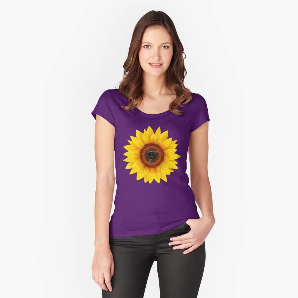 Happy and free sunflower Fitted Scoop T-Shirt