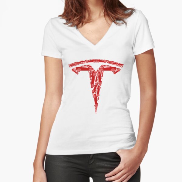 Tesla Cybertruck - Red Fitted V-Neck T-Shirt