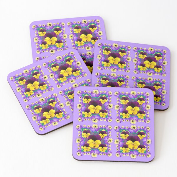 Item preview, LILAC COLORED PURPLE-YELLOW VIOLAS & PANSIES ART, designed and sold by sharlesart.