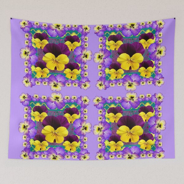 Item preview, LILAC COLORED PURPLE-YELLOW VIOLAS & PANSIES ART, designed and sold by sharlesart.