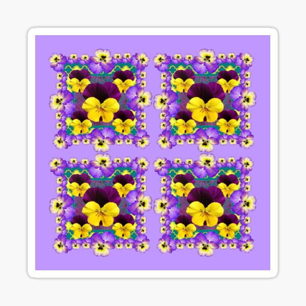 LILAC COLORED PURPLE-YELLOW VIOLAS & PANSIES ART, Sticker