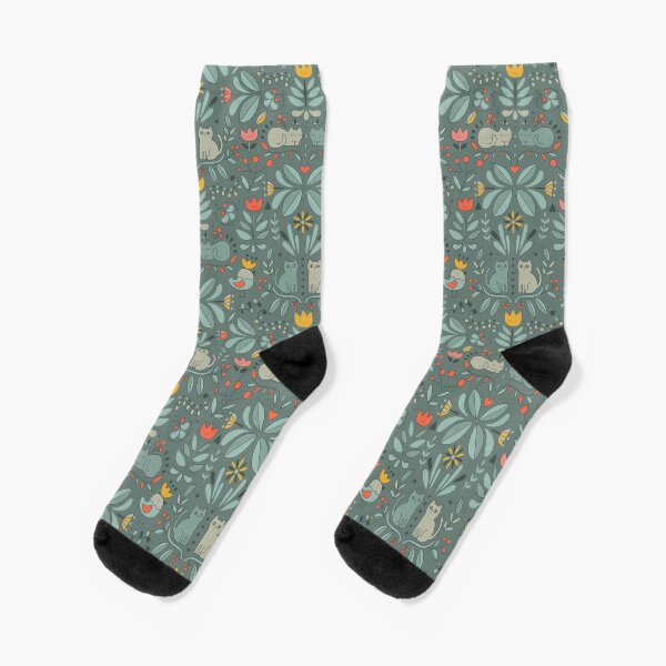 Swedish Folk Cats Socks