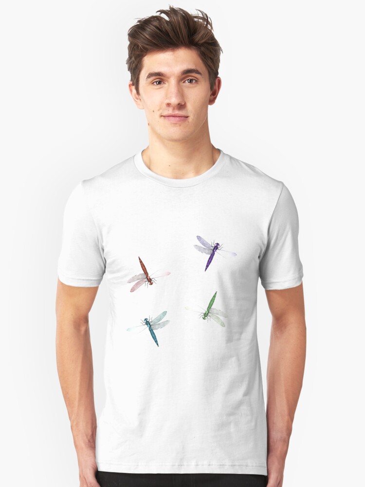 Alternate view of Colourful Dragonfly Design Slim Fit T-Shirt