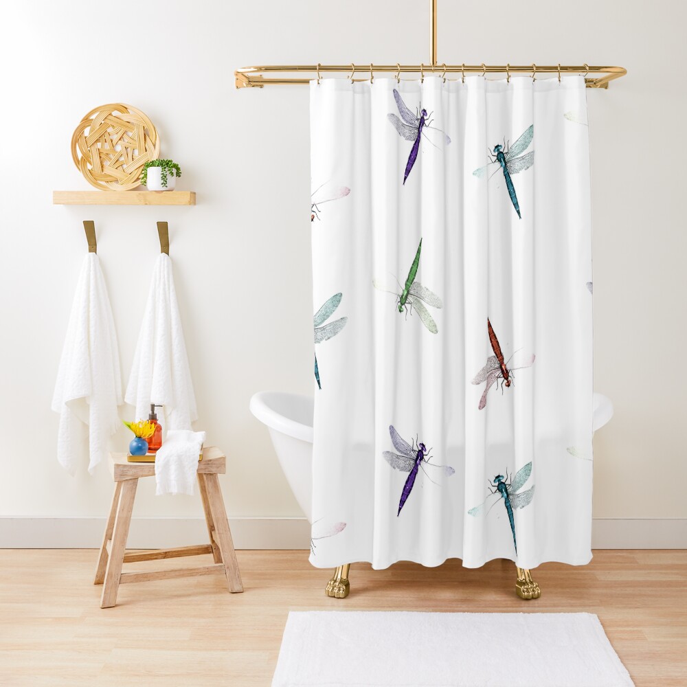 Colourful Dragonfly Design Shower Curtain