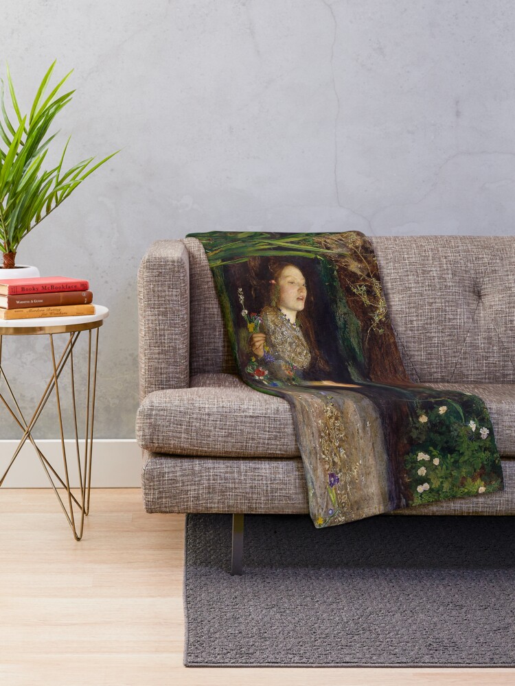 Alternate view of Ophelia by John Everett Millais (1851) Throw Blanket