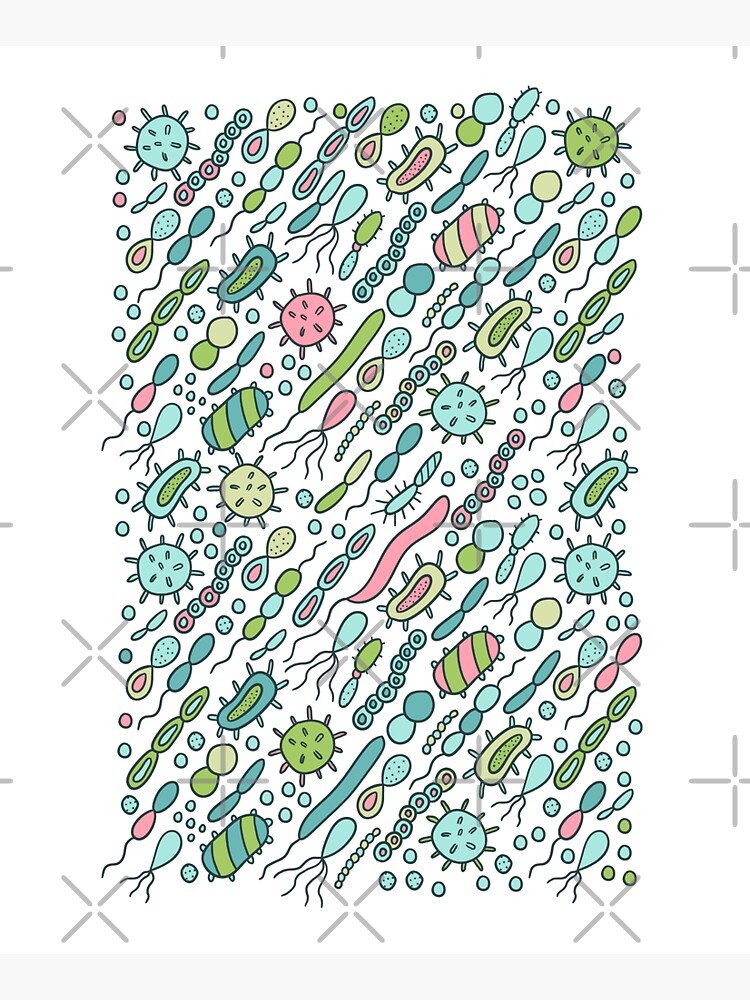 Microbes pattern. Bacteria design for biology lovers. Virus