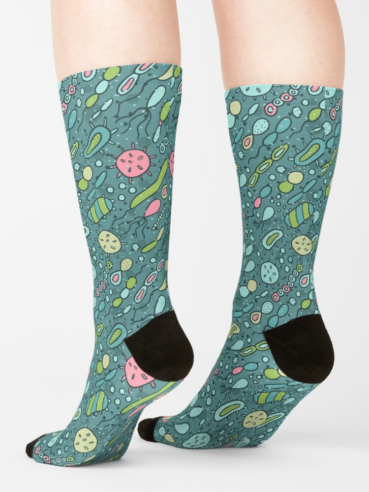 Alternate view of Microbes pattern. Bacteria design for biology lovers. Socks
