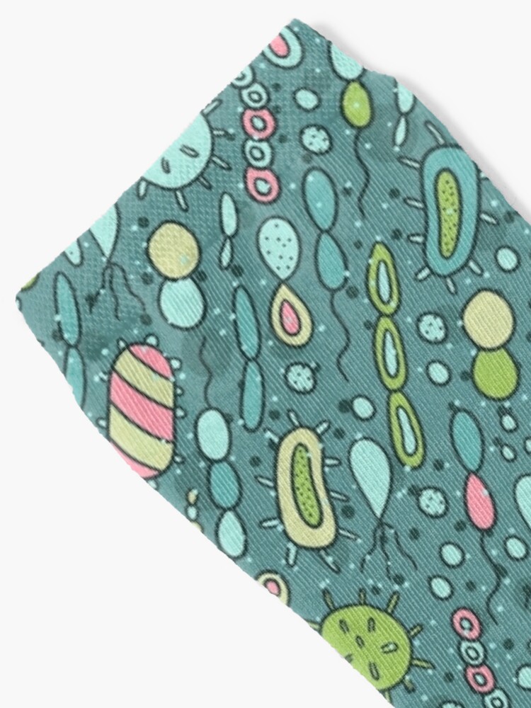 Alternate view of Microbes pattern. Bacteria design for biology lovers. Virus illustration. Socks