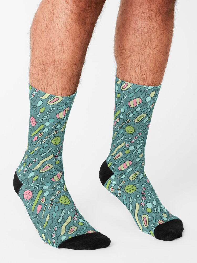 Alternate view of Microbes pattern. Bacteria design for biology lovers. Socks