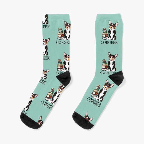 Corgi for book lovers, book nerds, readers, or english teachers Socks