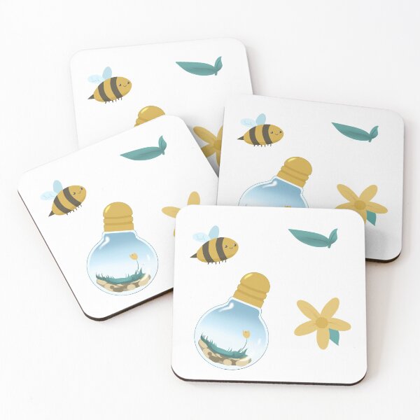 Item preview, Cute Bee Lightbulb Terrarium Pattern designed and sold by yellowpomelo.