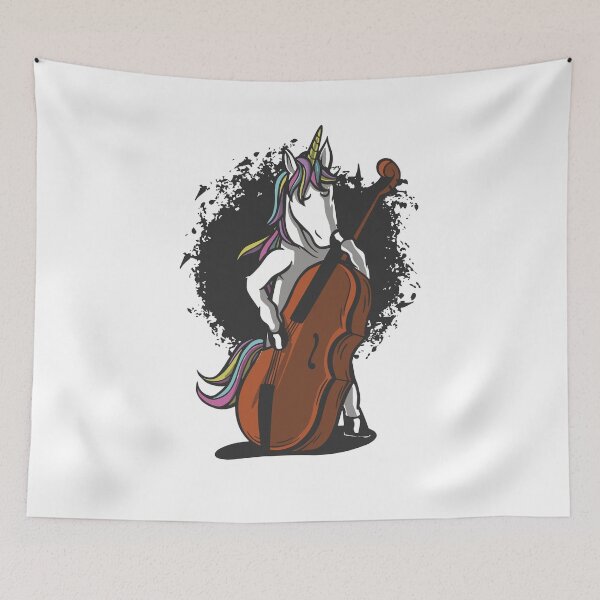 Item preview, Unicorn plays double bass music designed and sold by Dibbelchen.