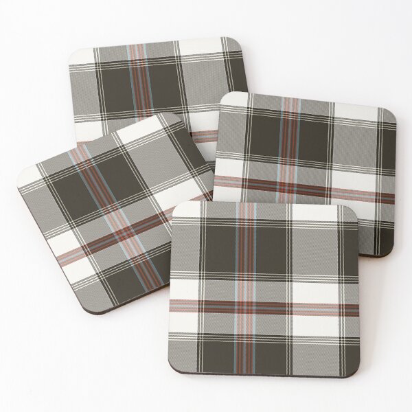 Brown-Cream-Red-Teal Plaid Coasters (Set of 4)