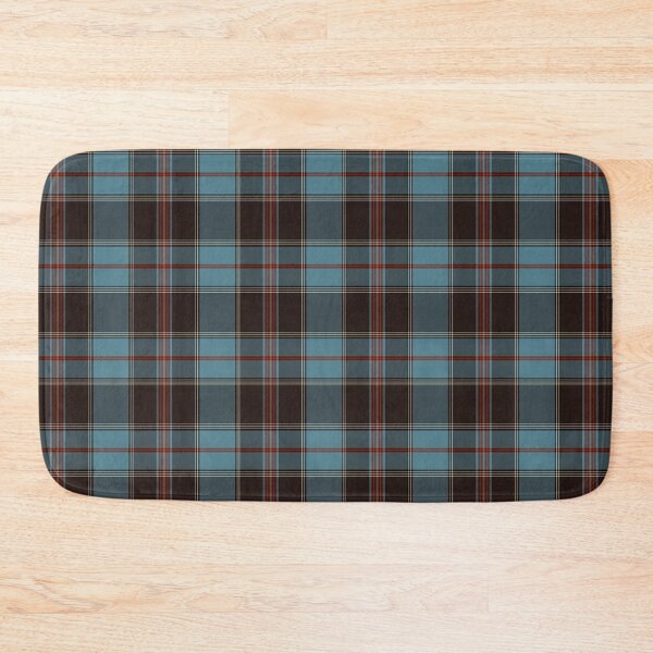 Teal-Brown-Red-Cream Plaid Bath Mat